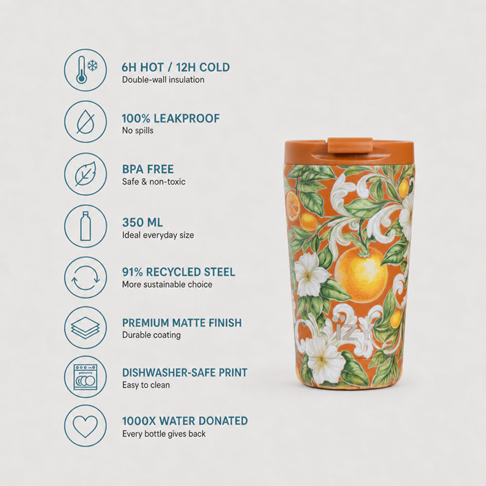 Thermos mug- Fiore d’Arancia - 350ml | IZY Bottles