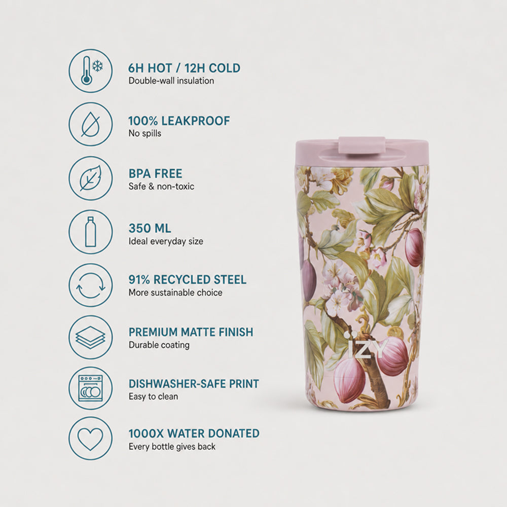 Thermos Mug - Fico Rosa - 350ml | IZY Bottles
