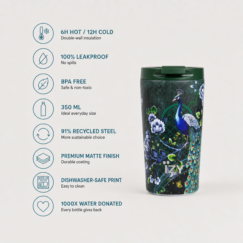Thermos mug - Majestic Green - 350ml | IZY Bottles