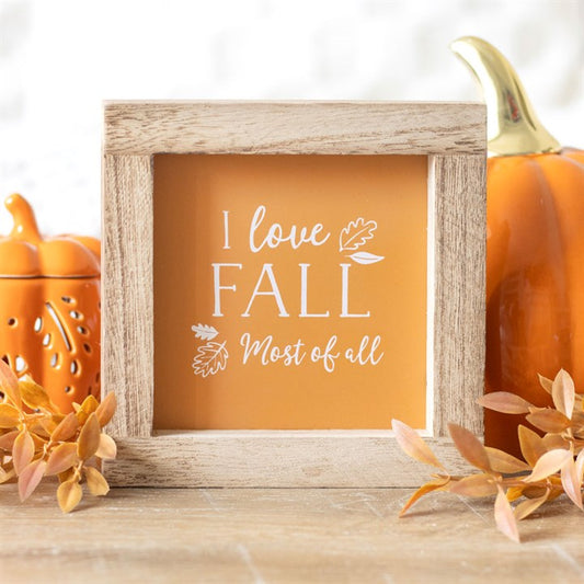 Oranje ik hou het meest van de herfst houten frame bord | Something Different