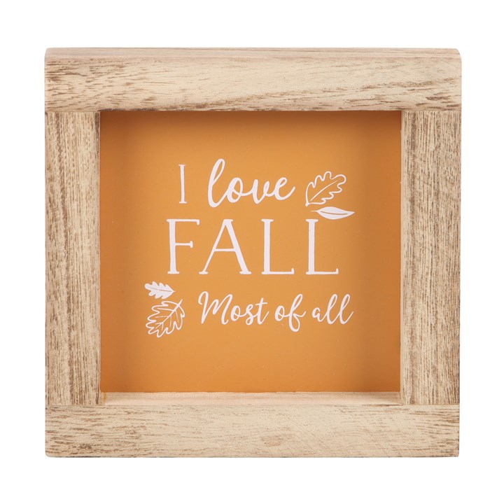 Oranje ik hou het meest van de herfst houten frame bord | Something Different
