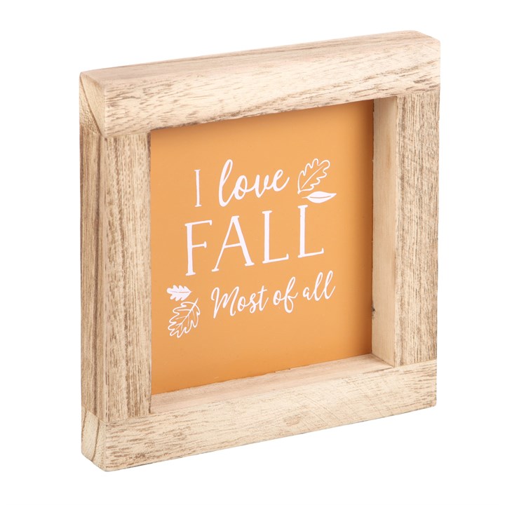 Oranje ik hou het meest van de herfst houten frame bord | Something Different