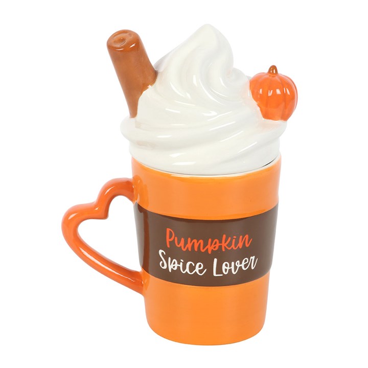 Pompoen Spice Latte-vormige mok met deksel | Something Different