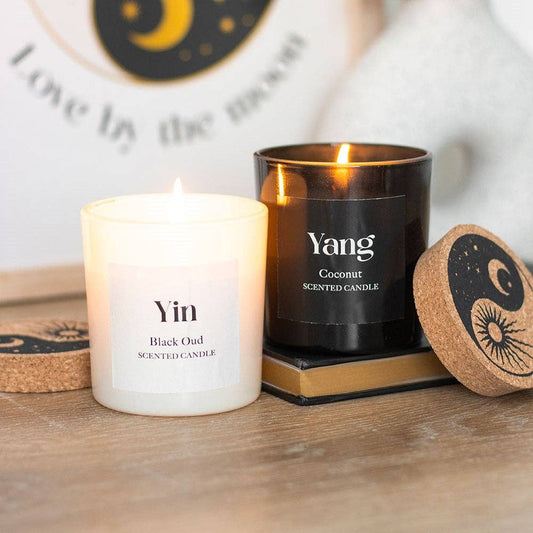Set van 2 Yin Yang Zwarte Oudh en Kokosnoot Kaarsen | Something Different