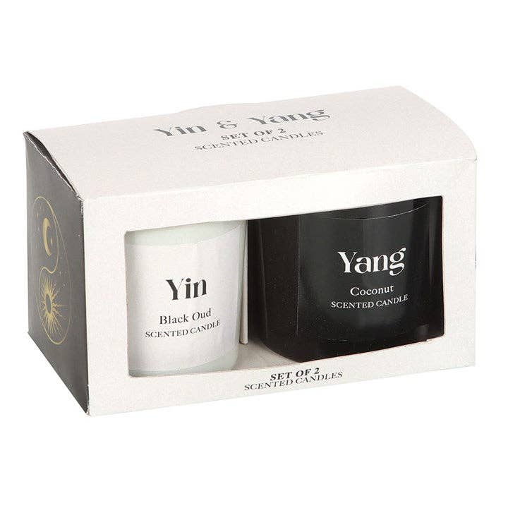 Set van 2 Yin Yang Zwarte Oudh en Kokosnoot Kaarsen | Something Different