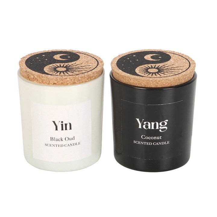 Set van 2 Yin Yang Zwarte Oudh en Kokosnoot Kaarsen | Something Different