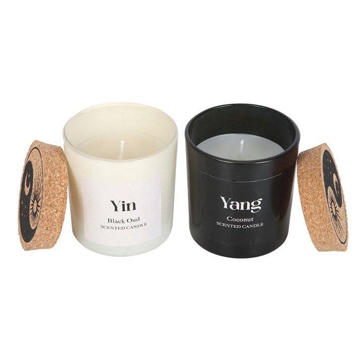 Set van 2 Yin Yang Zwarte Oudh en Kokosnoot Kaarsen | Something Different