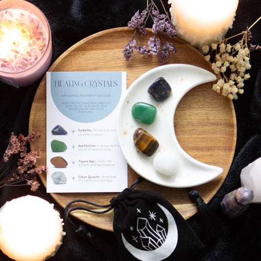 Success Healing Crystal set met maansnuisterijschaaltje | Something Different