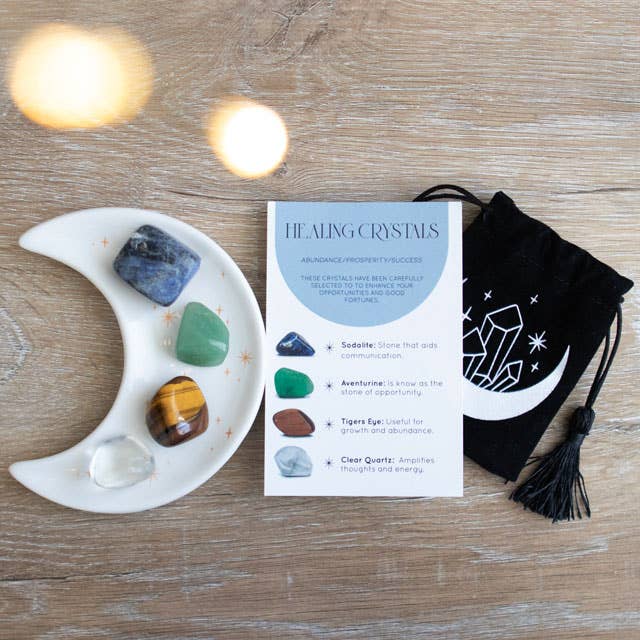 Success Healing Crystal set met maansnuisterijschaaltje | Something Different