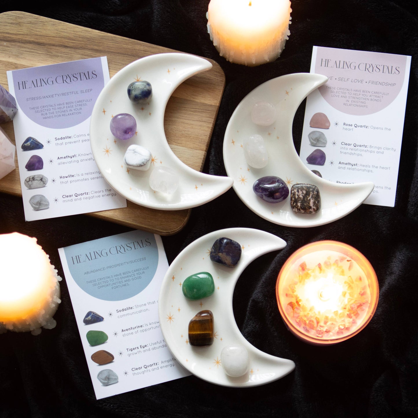 Success Healing Crystal set met maansnuisterijschaaltje | Something Different