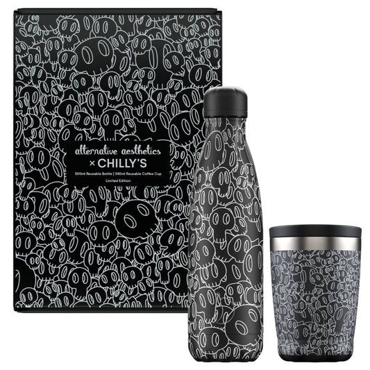 skulls bottle coffeecup box chillys